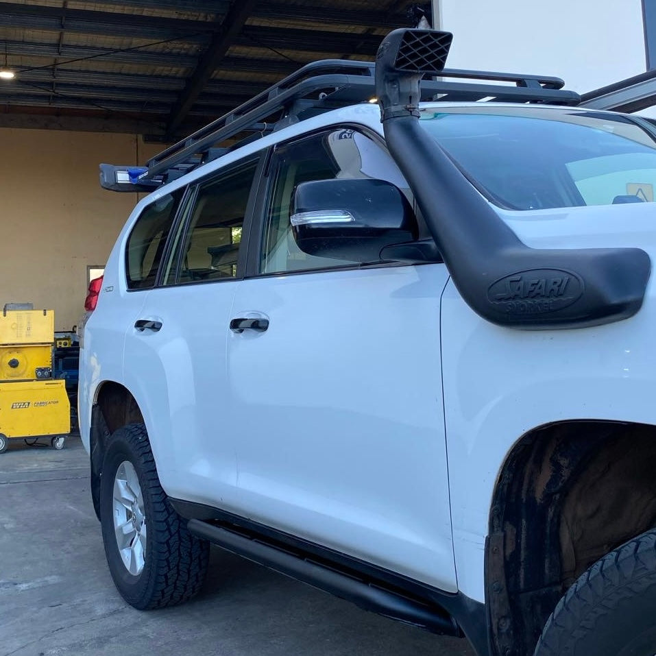 4X4 Network rock sliders, shown fitted to a Toyota Prado 150 Series