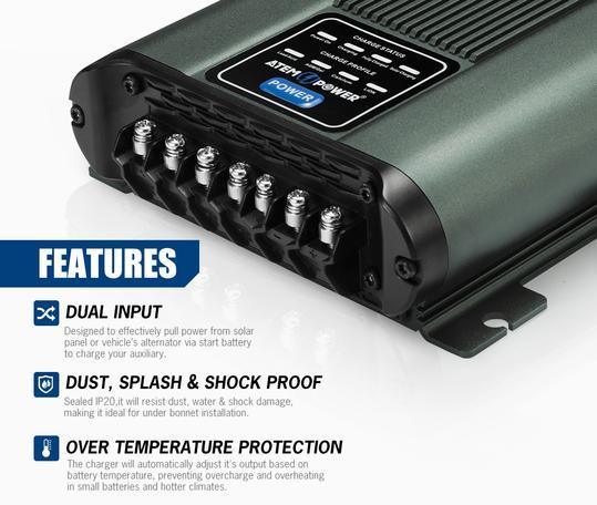 12V 20A DC to DC Battery Charger MPPT System Kit Isolator Dual Battery - Adrenaline 4X4