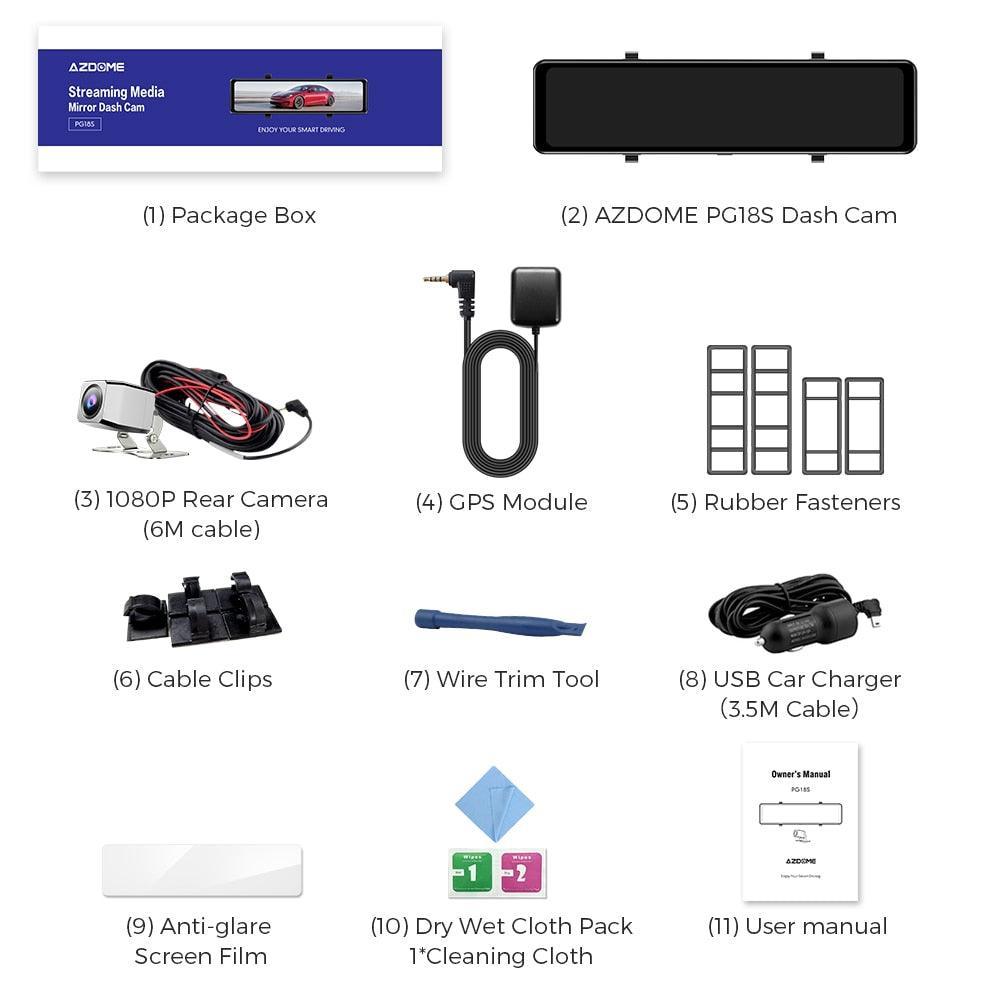 AZDOME PG18S Mirror Dash Cam - Adrenaline 4X4