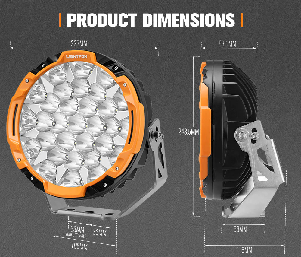 LIGHTFOX 9" Osram LED Driving Lights - Adrenaline 4X4