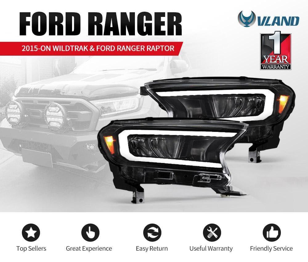 VLAND LED Headlights Sequential Indicator for Ford Ranger 2015-ON Wildtrak Raptor - Adrenaline 4X4