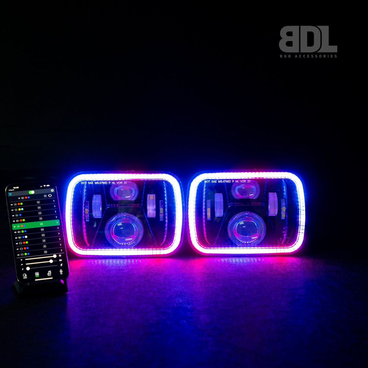 5X7" LED Colour Chasing Headlights