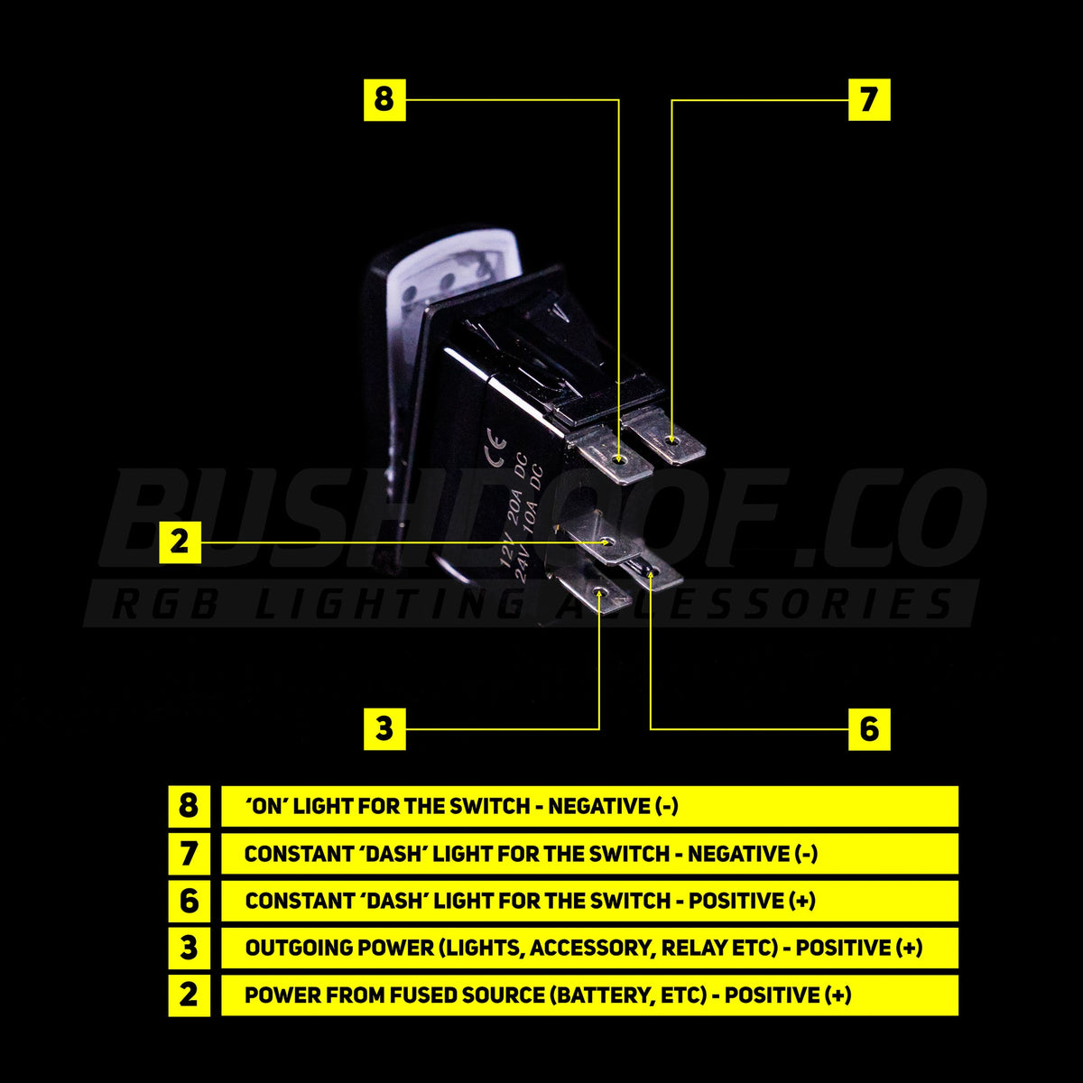Party Light 5 Pin Rocker Switch