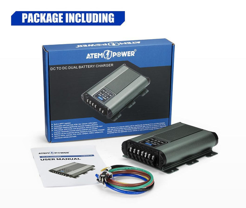 Atem Power 12V 20A DC To DC Battery Charger With MPPT | Dual Input For 4WD, RV, Campers | Isolator & Charger Kit