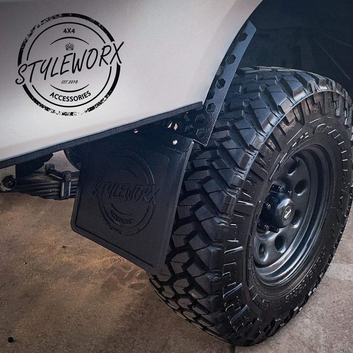 Styleworx Hexagonal Hole Short Offset Mudflap - Adrenaline 4X4